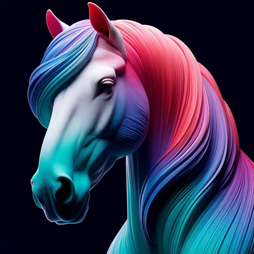 a horse, 3D digital painting, soft gradients, bright colors